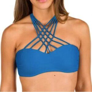 NEW Volcom Simply Solid Braided High Neck Bandeau Bikini Top Sz. S